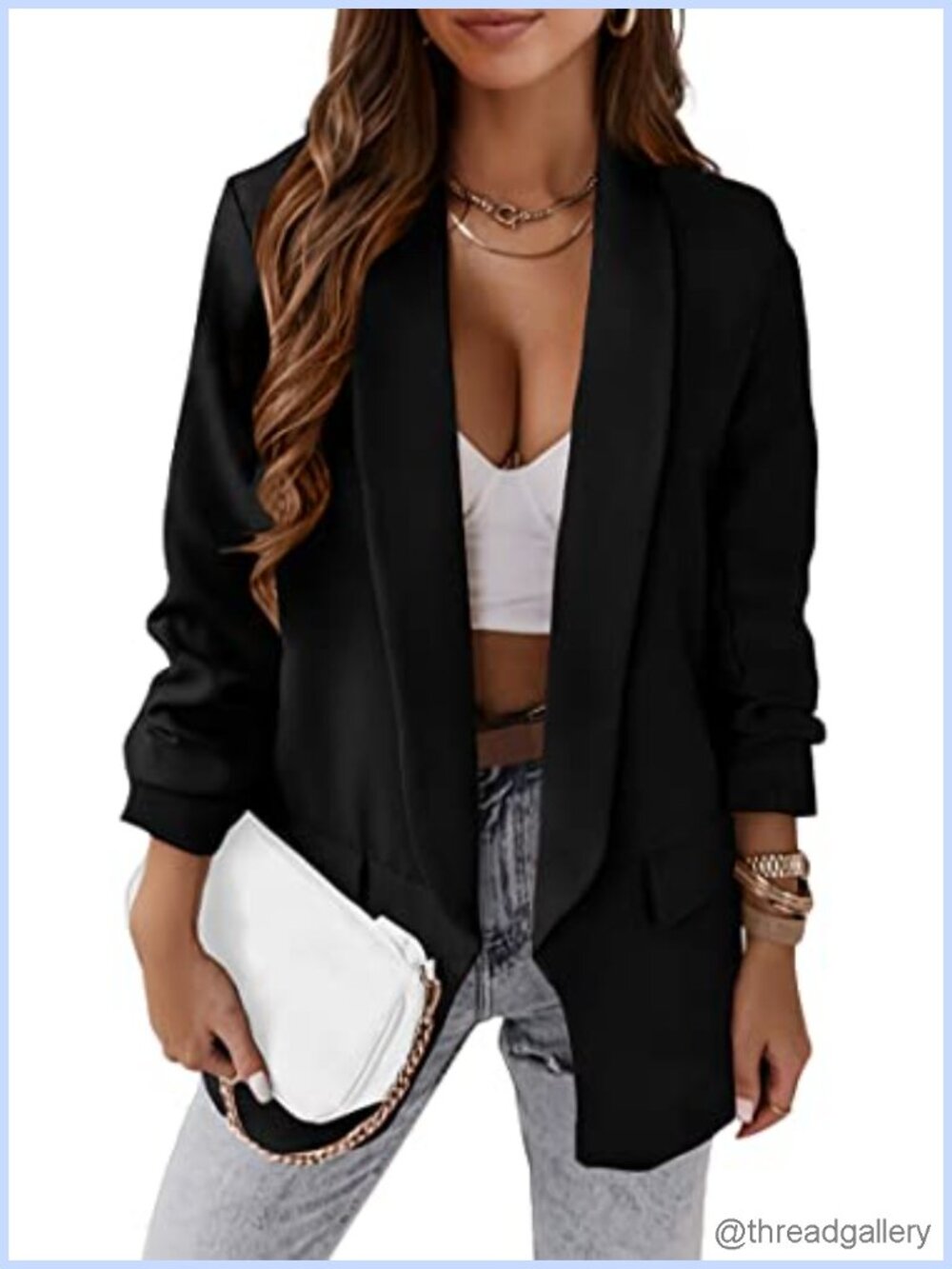 Oversized Blazer Women Business Casual Open Front Lightweight